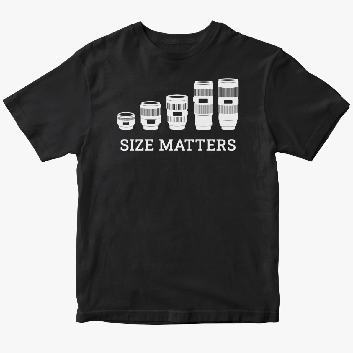 Personalisiertes Baumwoll-T-Shirt für Fotografen – Size Matters