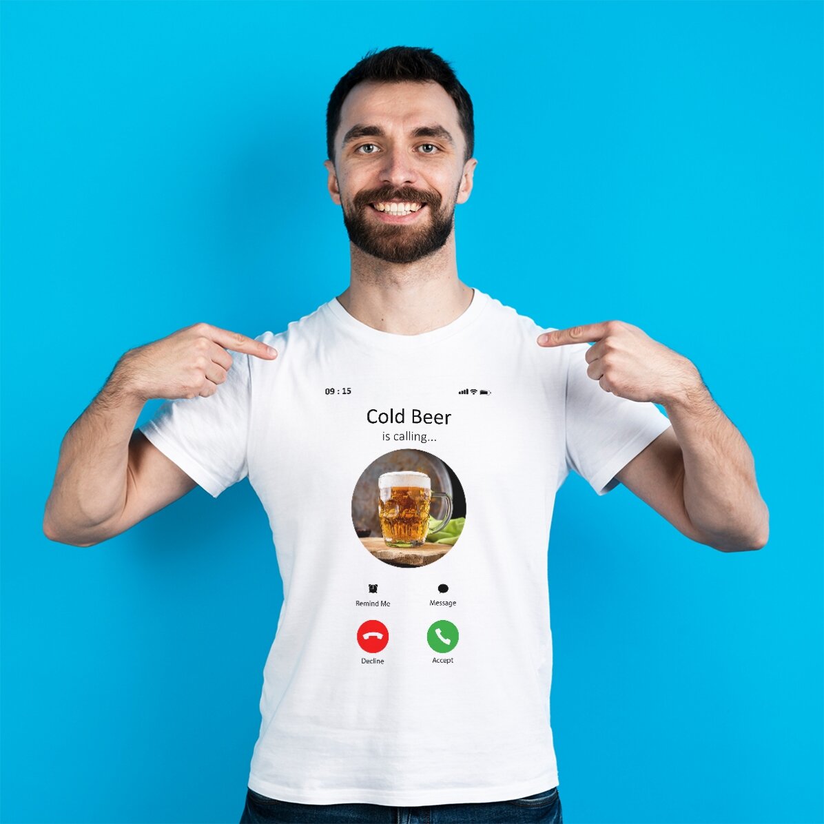 Personalisiertes T-Shirt mit Foto und Text – Incoming call