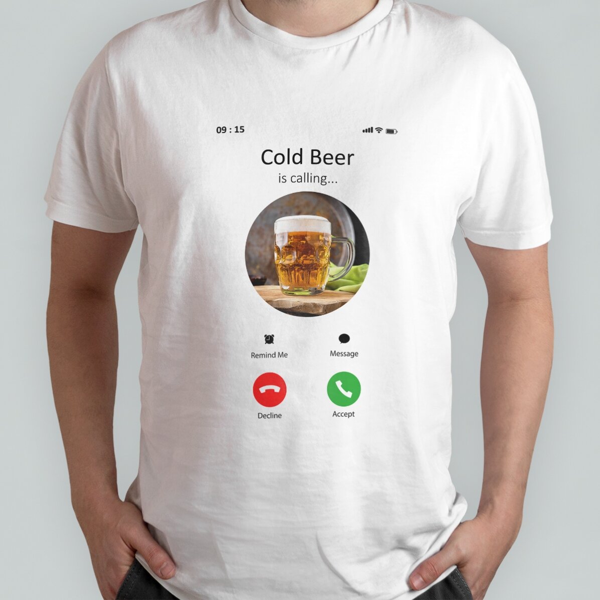 Personalisiertes T-Shirt mit Foto und Text – Incoming call
