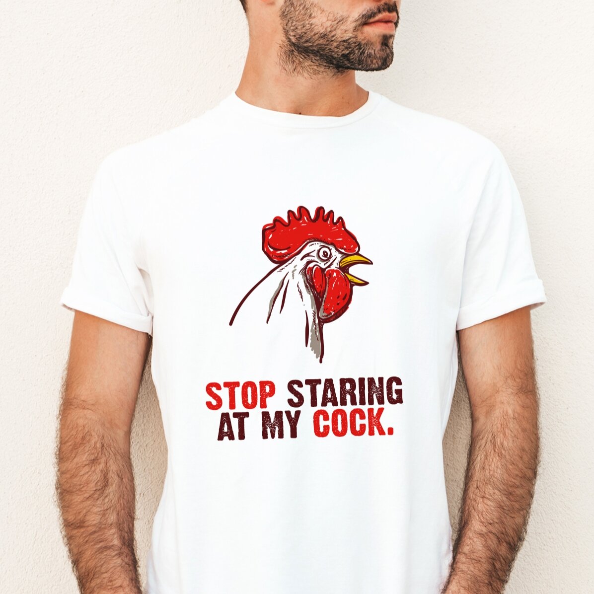 Personalisiertes T-Shirt mit Aufdruck – „Stop staring“