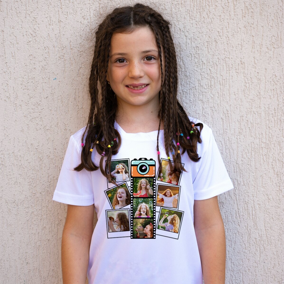 Personalisiertes Sport-T-Shirt für Kinder mit 9 Fotos