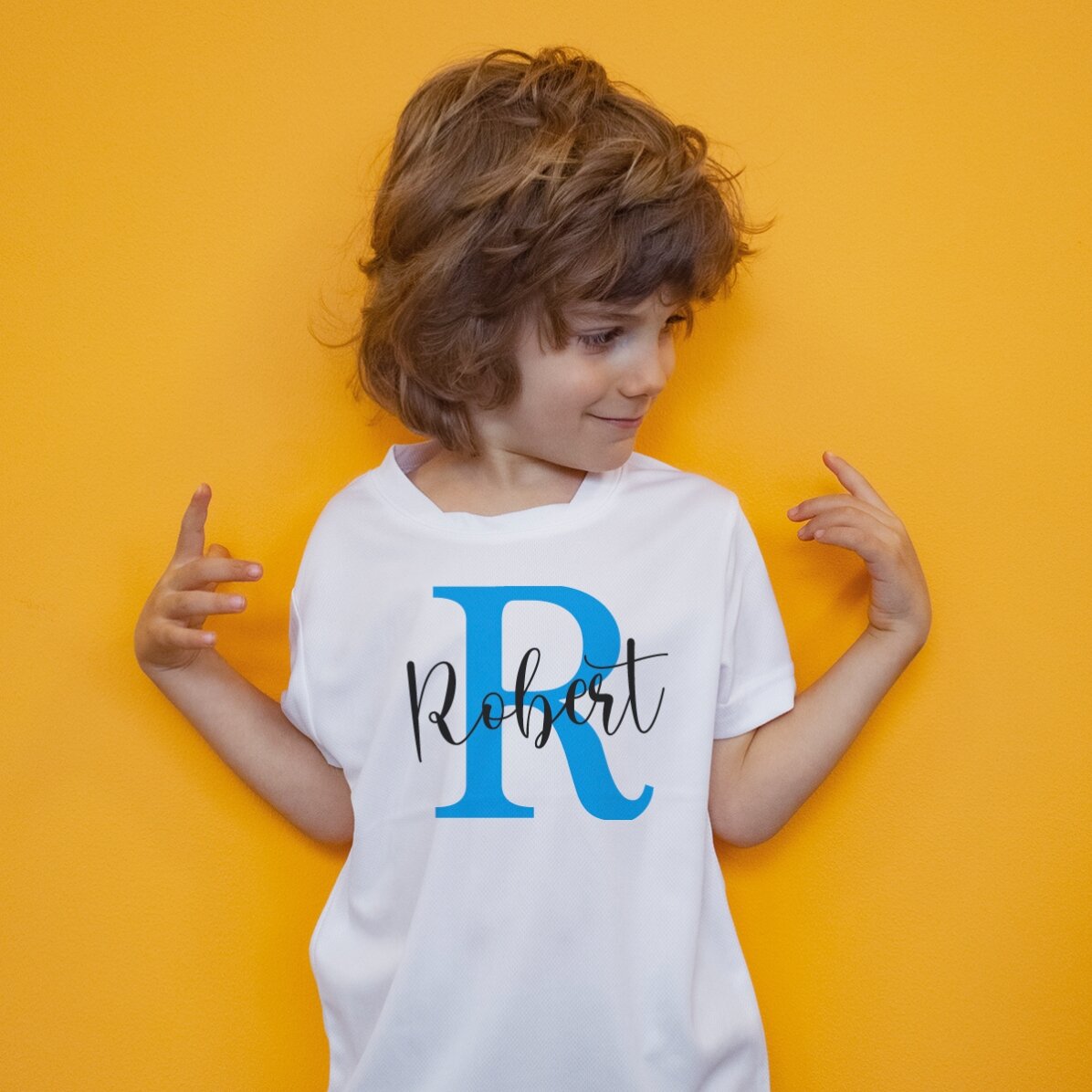 Personalisiertes Sport-T-Shirt für Kinder mit Initiale und Namen