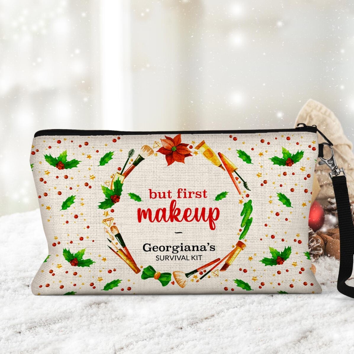 Individuell gestaltetes Make-up-Set mit der Aufschrift „Survival Kit“