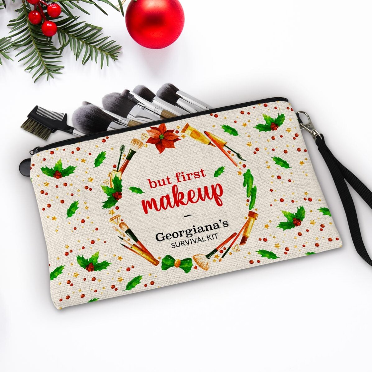 Individuell gestaltetes Make-up-Set mit der Aufschrift „Survival Kit“