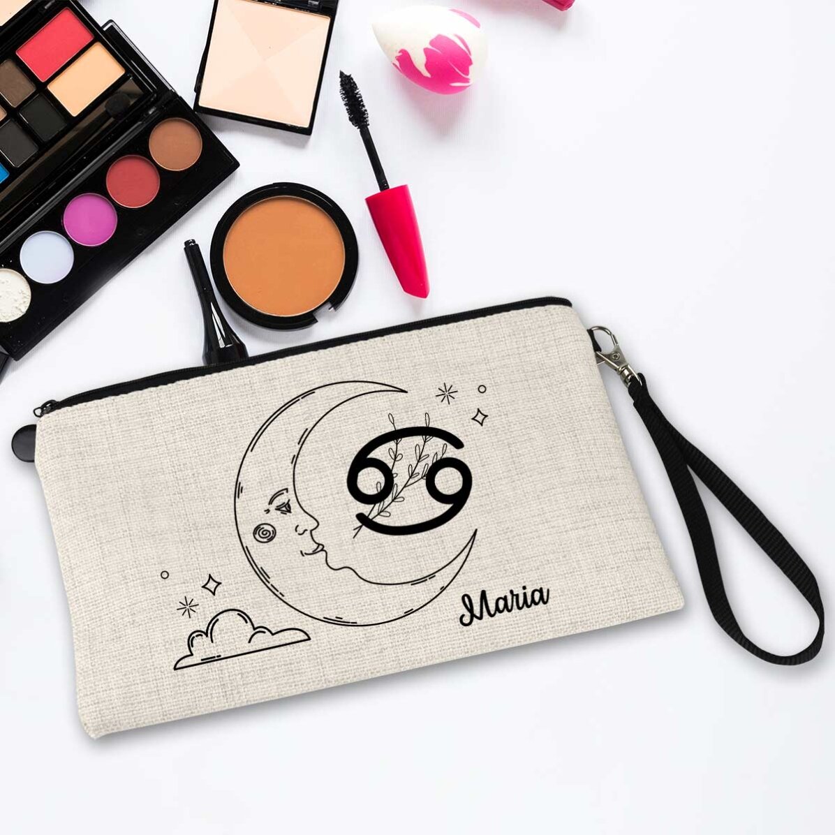 Individuell gestaltetes Make-up-Set mit Schriftzug – Sternzeichen Krebs