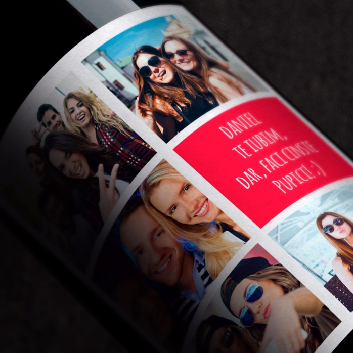 Personalisierter Wein mit 5 Fotos und Text