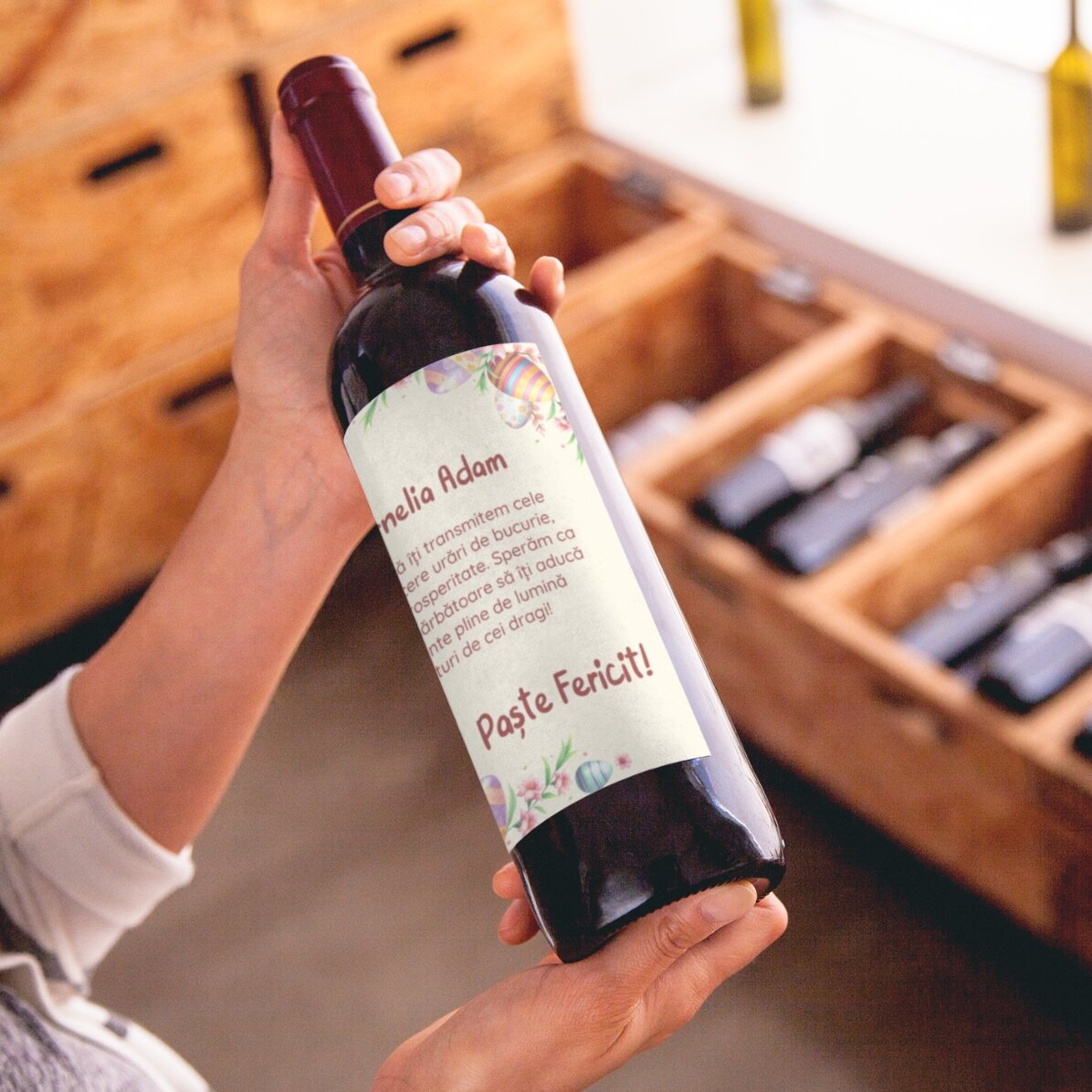 Personalisierter Wein mit Logo und Botschaft – Ostereier