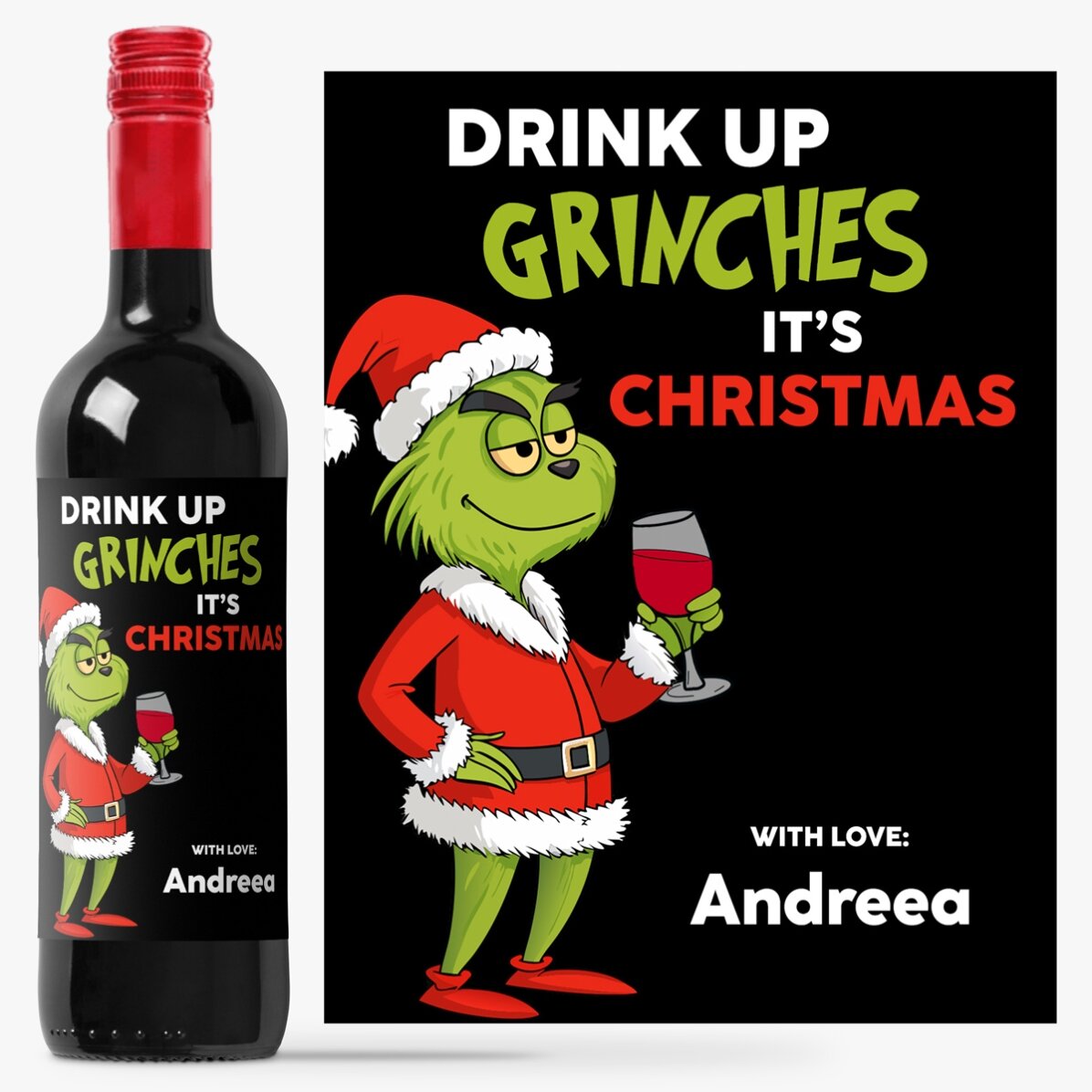 Wein mit persönlicher Botschaft – Grinch