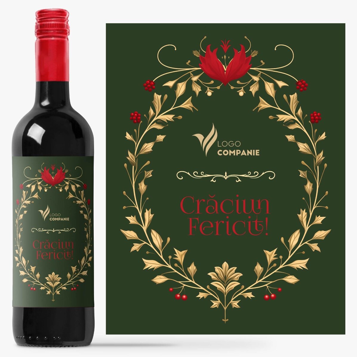 Wein mit individueller Beschriftung und Logo – Frohe Weihnachten!