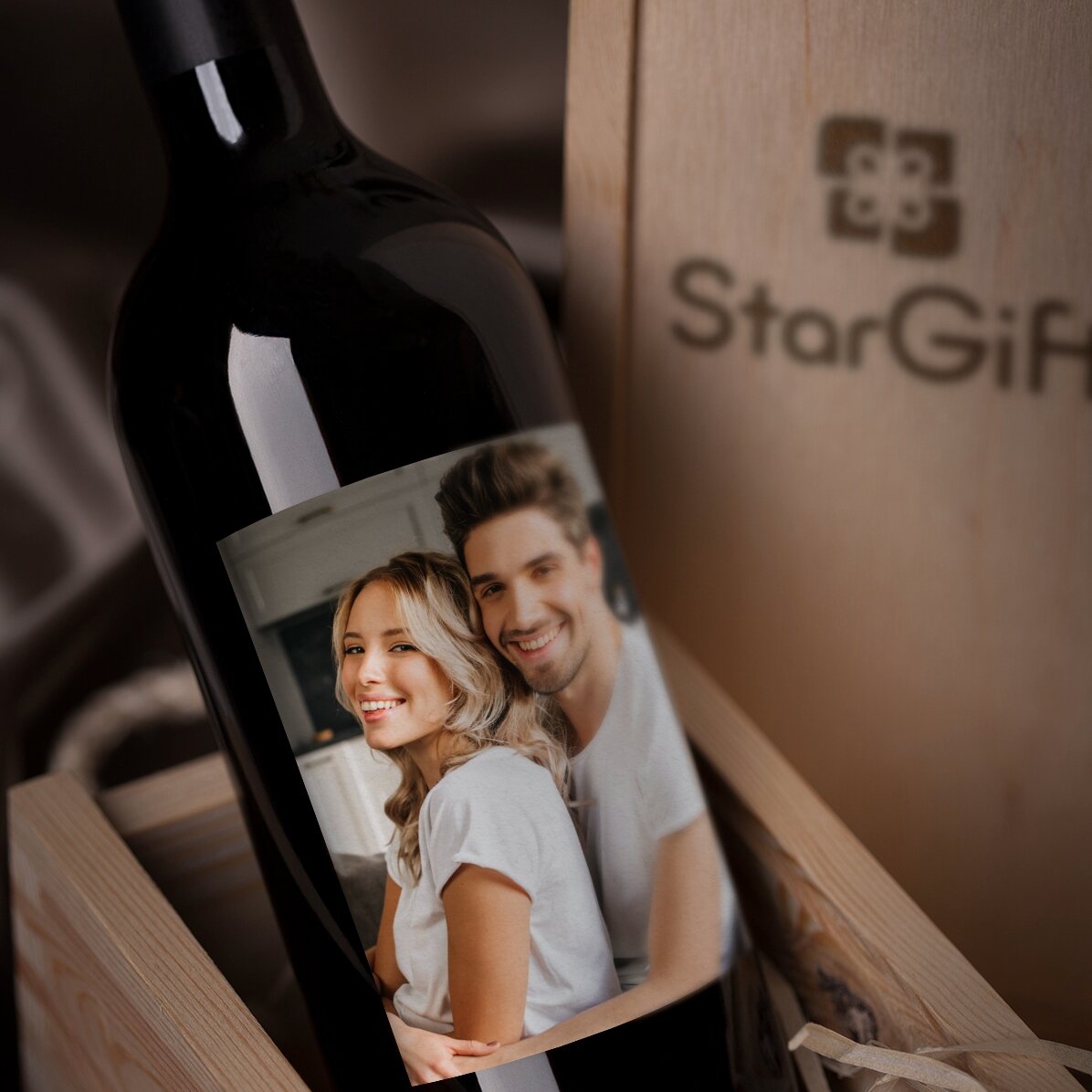 Wein mit einem persönlichen Foto