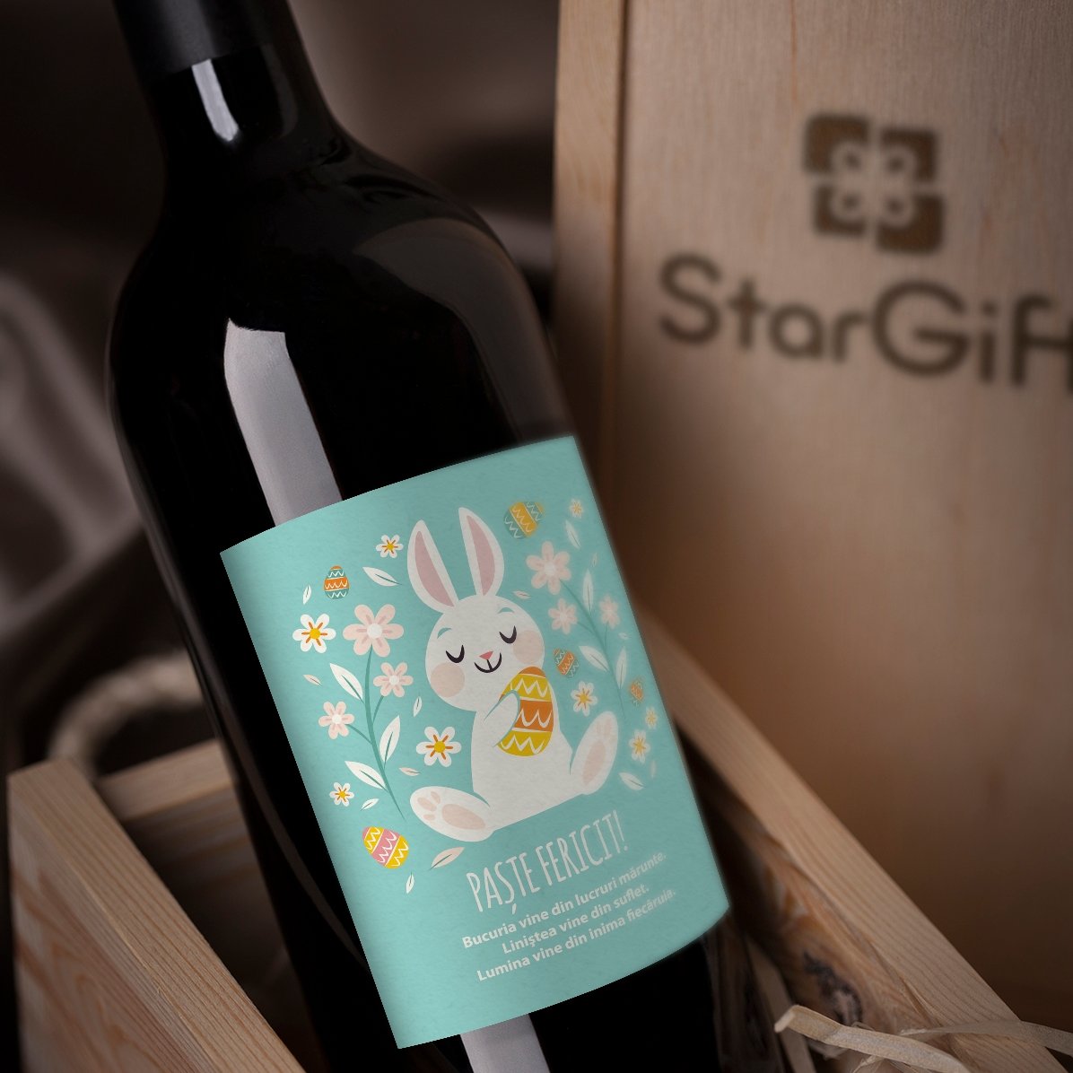 Wein mit individueller Beschriftung – Happy Bunny