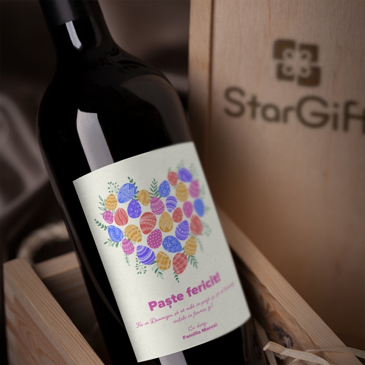 Wein mit individueller Aufschrift zu Ostern – Motiv „Herz“