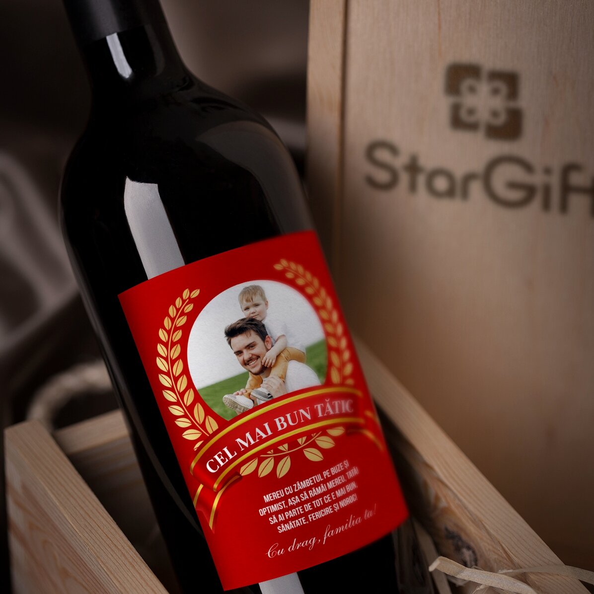 Personalisierter Wein mit Text und einem Foto für Papa – Der beste Papa