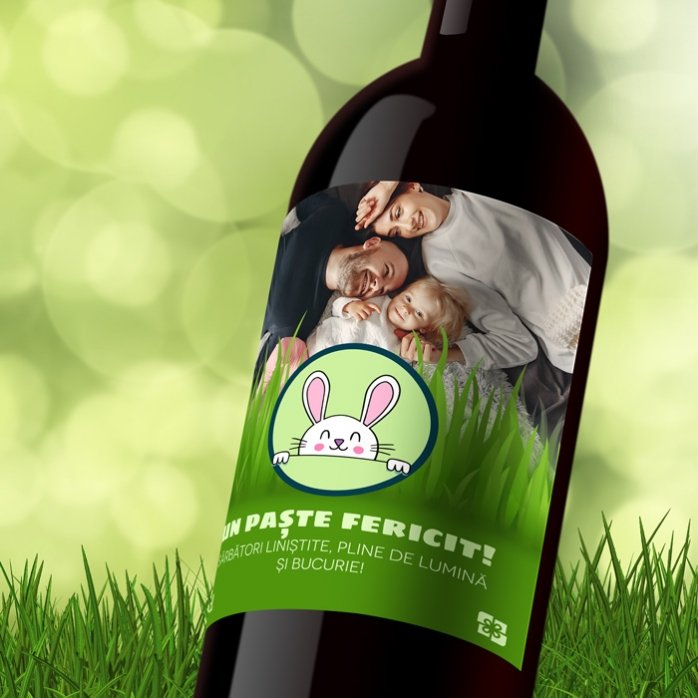 Personalisierter Wein mit Text und Foto – Frohe Ostern!