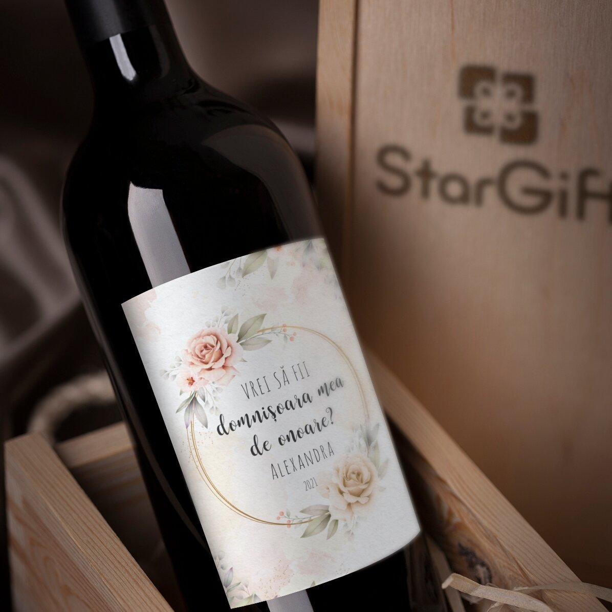 Wein mit individueller Aufschrift – „Willst du meine Brautjungfer sein?“