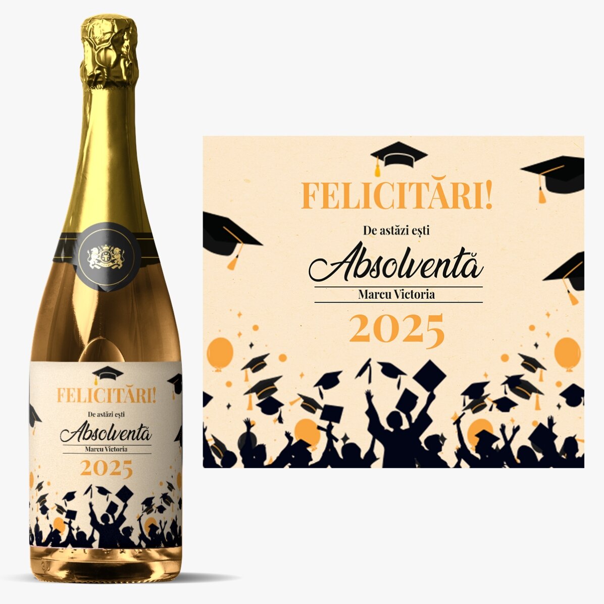Personalisierter Sekt mit Aufdruck – Freude über den Abschluss