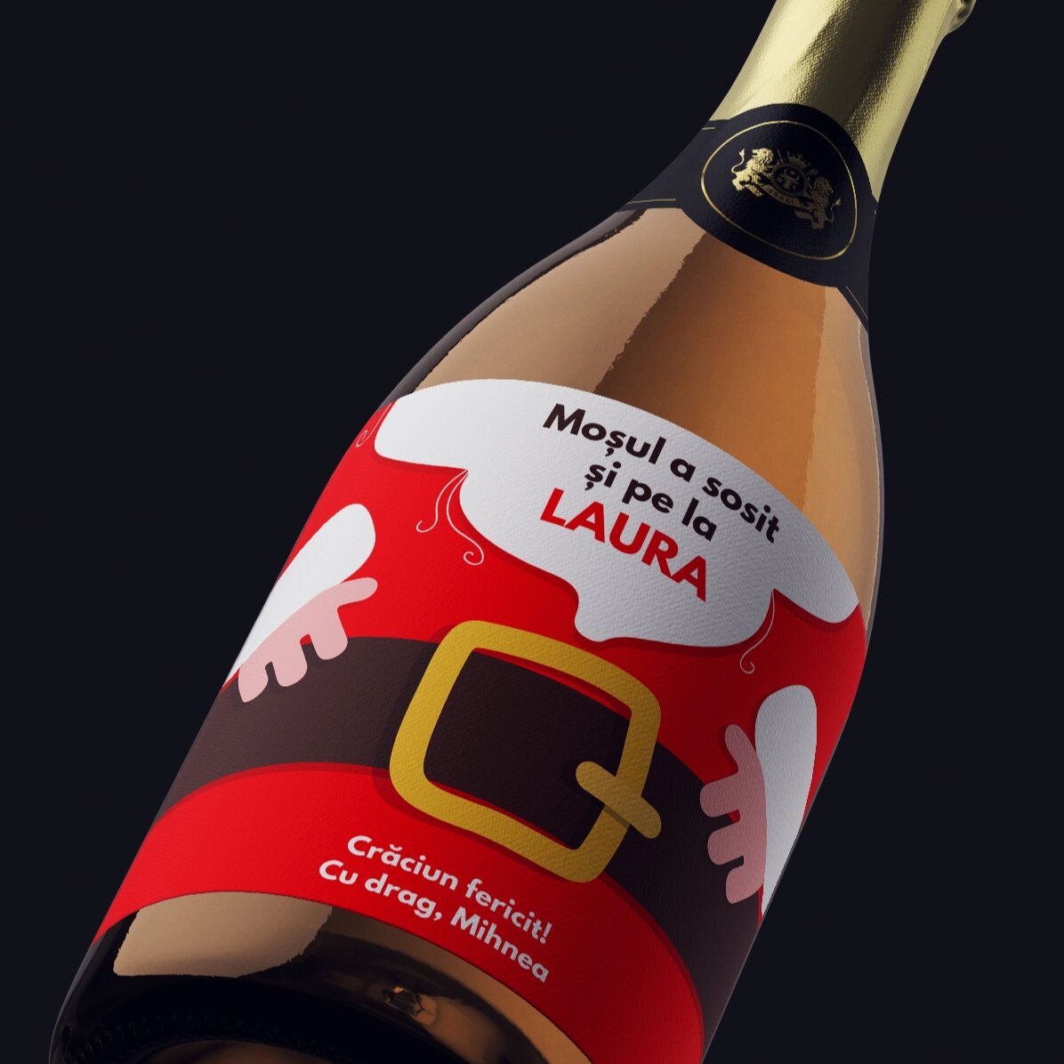 Personalisierter Sekt mit Aufdruck – Der Weihnachtsmann ist da