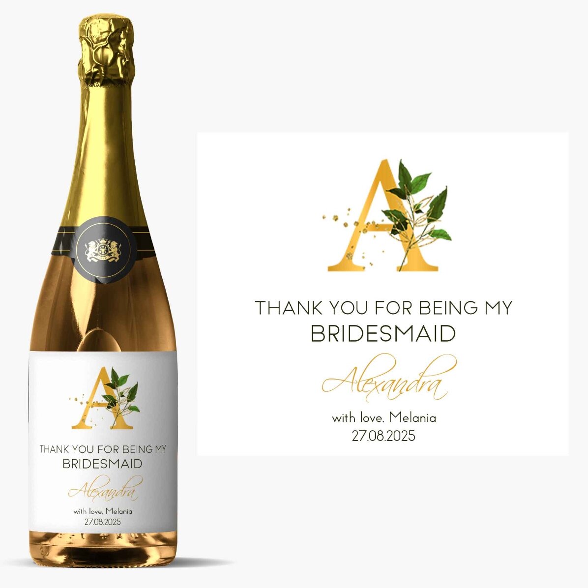 Personalisierter Sekt mit Aufdruck – Thank you